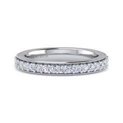 Outlet Gabriel & Co. Lumierre - 14K White Gold Channel Prong Diamond Anniversary Band with Milgrain - 0.55 ct