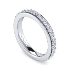 Outlet Gabriel & Co. Lumierre - 14K White Gold Channel Prong Diamond Anniversary Band with Milgrain - 0.55 ct