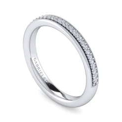 Gabriel & Co. Lumierre - 14K White Gold Channel Prong Diamond Anniversary Band with Milgrain - 0.13 ct