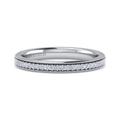 Gabriel & Co. Lumierre - 14K White Gold Channel Prong Diamond Anniversary Band with Milgrain - 0.13 ct