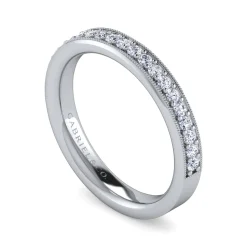 Outlet Gabriel & Co. Lumierre - 14K White Gold Channel Prong Diamond Anniversary Band with Milgrain - 0.25 ct