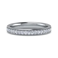 Outlet Gabriel & Co. Lumierre - 14K White Gold Channel Prong Diamond Anniversary Band with Milgrain - 0.25 ct