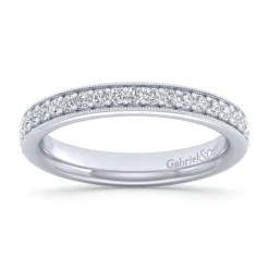 Outlet Gabriel & Co. Lumierre - 14K White Gold Channel Prong Diamond Anniversary Band with Milgrain - 0.25 ct