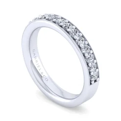 Best Gabriel & Co. Lumierre - 14K White Gold Channel Prong Diamond Anniversary Band with Milgrain - 0.5 ct