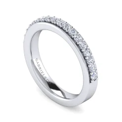 Sale Gabriel & Co. Lumierre - 14K White Gold Channel Prong Diamond Anniversary Band with Milgrain - 0.35 ct