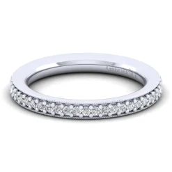 New Gabriel & Co. Lumierre - 14K White Gold Channel Prong Diamond Anniversary Band with Milgrain - 0.25 ct