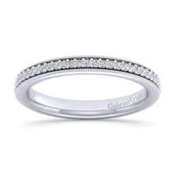 Sale Gabriel & Co. Lumierre - 14K White Gold Channel Prong Diamond Anniversary Band with Milgrain - 0.2 ct