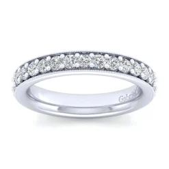 Online Gabriel & Co. Lumierre - 14K White Gold Channel Prong Diamond Anniversary Band with Milgrain - 0.73 ct