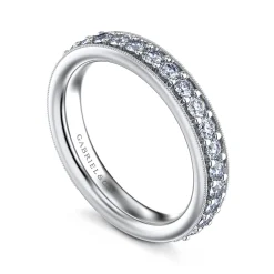 Online Gabriel & Co. Lumierre - 14K White Gold Channel Prong Diamond Anniversary Band with Milgrain - 0.73 ct