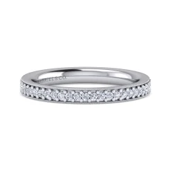 Clearance Gabriel & Co. Lumierre - 14K White Gold Channel Prong Diamond Anniversary Band with Milgrain - 0.17 ct
