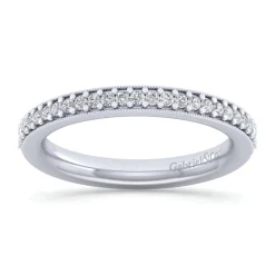 Clearance Gabriel & Co. Lumierre - 14K White Gold Channel Prong Diamond Anniversary Band with Milgrain - 0.17 ct
