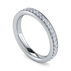 Clearance Gabriel & Co. Lumierre - 14K White Gold Channel Prong Diamond Anniversary Band with Milgrain - 0.37 ct