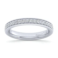 Clearance Gabriel & Co. Lumierre - 14K White Gold Channel Prong Diamond Anniversary Band with Milgrain - 0.37 ct