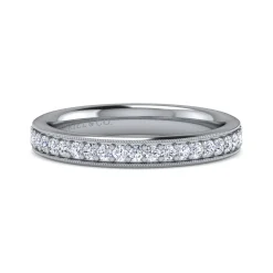 Clearance Gabriel & Co. Lumierre - 14K White Gold Channel Prong Diamond Anniversary Band with Milgrain - 0.37 ct