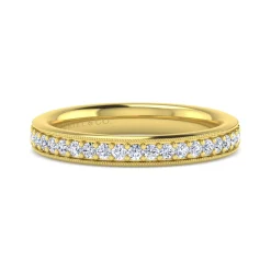 Discount Gabriel & Co. Lumierre - 14K Yellow Gold Channel Prong Diamond Anniversary Band with Milgrain - 0.37 ct