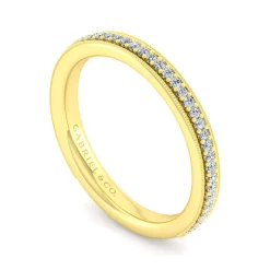 Sale Gabriel & Co. Lumierre - 14K Yellow Gold Channel Prong Diamond Anniversary Band with Milgrain - 0.2 ct