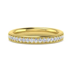 Sale Gabriel & Co. Lumierre - 14K Yellow Gold Channel Prong Diamond Anniversary Band with Milgrain - 0.25 ct