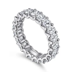 New Gabriel & Co. Luminara - 14K White Gold Scallop Setting Oval Diamond Eternity Band - 2.9 ct