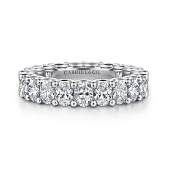 New Gabriel & Co. Luminara - 14K White Gold Scallop Setting Oval Diamond Eternity Band - 2.9 ct