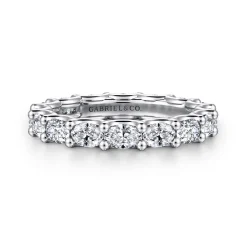Best Gabriel & Co. Luminara - 14K White Gold Scallop Setting East West Oval Diamond Eternity Band - 2.2 ct