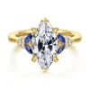 Best Gabriel & Co. Lunara - 14K Yellow Gold Marquise Shape Sapphire and Diamond Engagement Ring