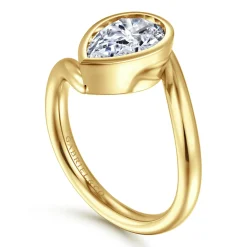 Discount Gabriel & Co. Luve - 14K Yellow Gold Bypass Pear Shape Solitaire Diamond Engagement Ring