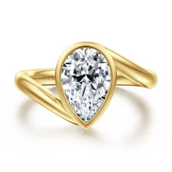 Discount Gabriel & Co. Luve - 14K Yellow Gold Bypass Pear Shape Solitaire Diamond Engagement Ring