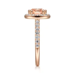 Outlet Gabriel & Co. Lyla - 14K Rose Gold Morganite and Diamond Halo Engagement Ring