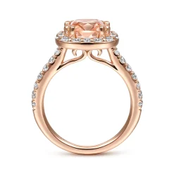 Outlet Gabriel & Co. Lyla - 14K Rose Gold Morganite and Diamond Halo Engagement Ring