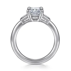 Best Gabriel & Co. Lyon - 14K White Gold Radiant Cut Three Stone Diamond Engagement Ring