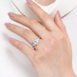 Best Gabriel & Co. Lyon - 14K White Gold Radiant Cut Three Stone Diamond Engagement Ring