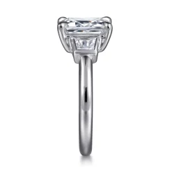 Best Gabriel & Co. Lyon - 14K White Gold Radiant Cut Three Stone Diamond Engagement Ring