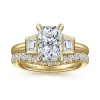 New Gabriel & Co. Lyon - 14K Yellow Gold Radiant Cut Three Stone Diamond Engagement Ring