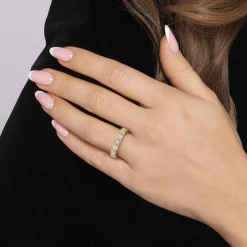 Sale Gabriel & Co. Lyricah - 14K Yellow Gold 7 Stone Bezel Princess Cut Diamond Anniversary Band - 1.2 ct
