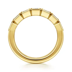 Sale Gabriel & Co. Lyricah - 14K Yellow Gold 7 Stone Bezel Princess Cut Diamond Anniversary Band - 1.2 ct