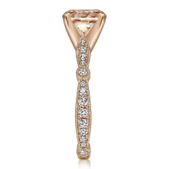 Online Gabriel & Co. Mabel - Vintage Inspired 14K Rose Gold Round Morganite and Diamond Engagement Ring