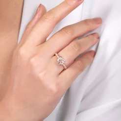 Online Gabriel & Co. Mabel - Vintage Inspired 14K Rose Gold Round Morganite and Diamond Engagement Ring