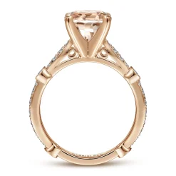 Online Gabriel & Co. Mabel - Vintage Inspired 14K Rose Gold Round Morganite and Diamond Engagement Ring
