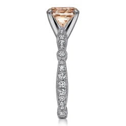 Online Gabriel & Co. Mabel - Vintage Inspired 14K White Gold Round Morganite and Diamond Engagement Ring