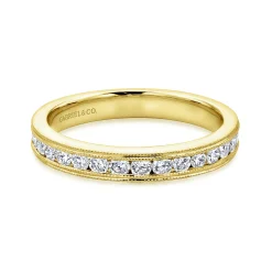 Outlet Gabriel & Co. Macao - Vintage Inspired 14K Yellow Gold Channel Set Diamond Anniversary Band - 0.5 ct