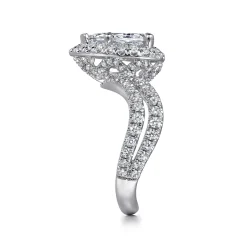 Best Gabriel & Co. Madeleine - 14K White Gold Pear Shape Halo Diamond Engagement Ring