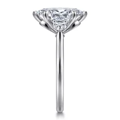 Clearance Gabriel & Co. Madison - 14K White Gold Marquise Shape Three Stone Lotus Diamond Engagement Ring