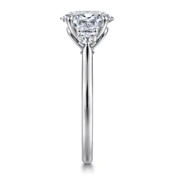 Outlet Gabriel & Co. Madison - 14K White Gold Oval Three Stone Lotus Diamond Engagement Ring