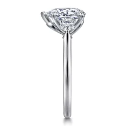 Gabriel & Co. Madison - 14K White Gold Pear Shape Three Stone Lotus Diamond Engagement Ring