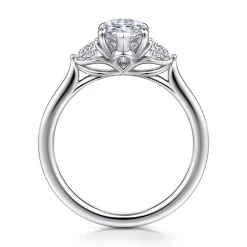 Gabriel & Co. Madison - 14K White Gold Pear Shape Three Stone Lotus Diamond Engagement Ring