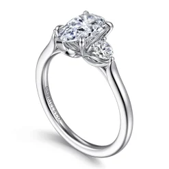 Gabriel & Co. Madison - 14K White Gold Pear Shape Three Stone Lotus Diamond Engagement Ring