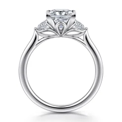 Online Gabriel & Co. Madison - 14K White Gold Princess Cut Three Stone Lotus Diamond Engagement Ring