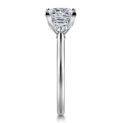 Online Gabriel & Co. Madison - 14K White Gold Princess Cut Three Stone Lotus Diamond Engagement Ring