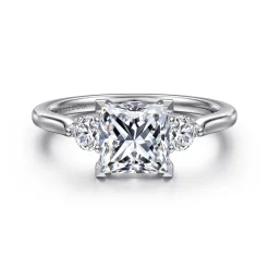 Online Gabriel & Co. Madison - 14K White Gold Princess Cut Three Stone Lotus Diamond Engagement Ring