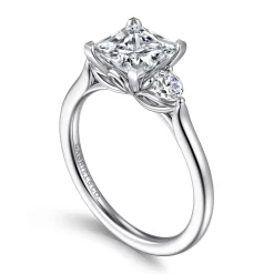 Online Gabriel & Co. Madison - 14K White Gold Princess Cut Three Stone Lotus Diamond Engagement Ring